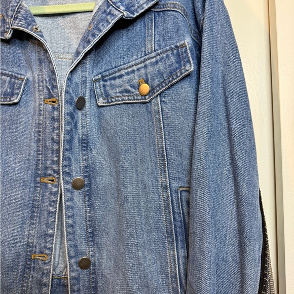 Denim Jean Jacket with Delicate Chains Detail in Sleeves and Back - Picture 9 of 11